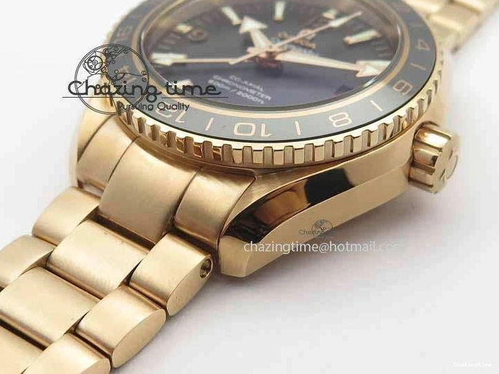 0305 Efficient Planet Ocean GMT 43.5mm RG V6F 1:1 Best Edition Black Dial On RG Bracelet A 8182